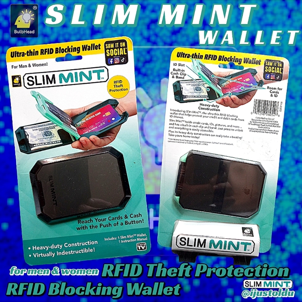 BulbHead Slim Mint Ultra-Thin RFID Blocking Wallet | Unisex | Black & Silver